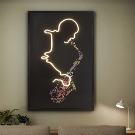 Tableau avec lumière LED Saxofón (120x80cm.)