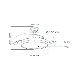 Ventilateur LED pales pliantes Arpino blanc CCT Dim (48W)