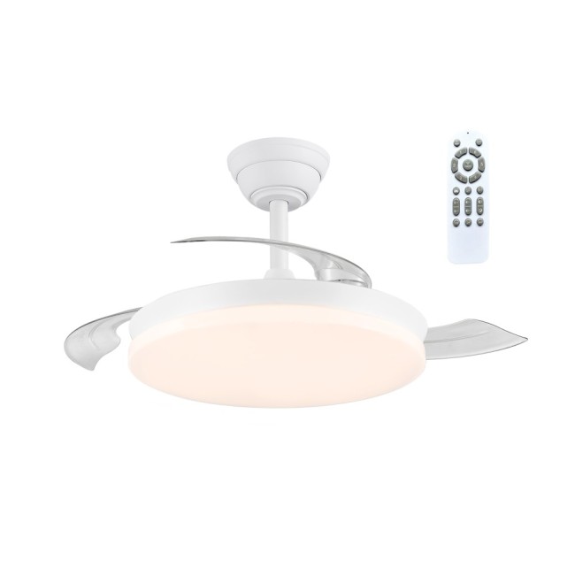 Ventilateur LED à pales rétractables Milky Mini Eco CCT Dim (39W)