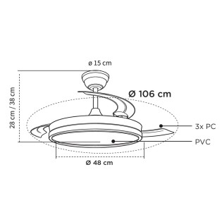 Ventilateur LED avec pales pliantes Verno Eco CCT Dim (48W)