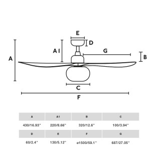 Ventilateur de plafond avec éclairage Outwood L IP44