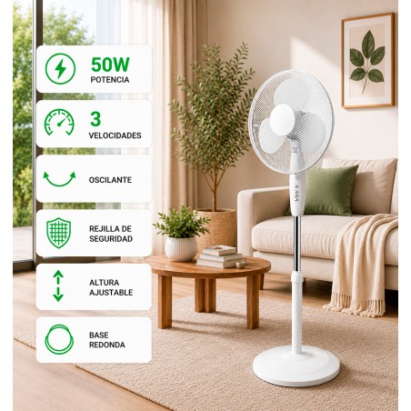 Ventilateur sur pied Luno 3 vitesses (50W)