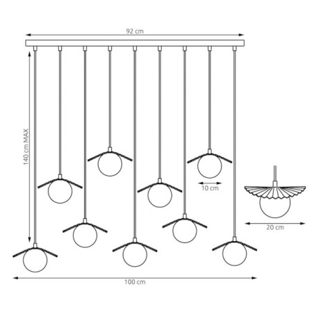 Lampe de plafond Valbona Blanc (9 lumières)