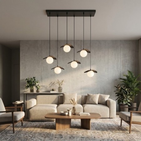 Lampe de plafond Valbona Noir (6 lumières)