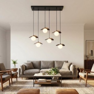 Lampe de plafond Valbona Noir (6 lumières)