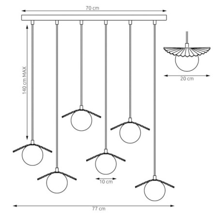 Lampe de plafond Valbona Blanc (6 lumières)