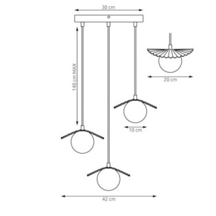 Lampe de plafond Valbona Noir (3 lumières)