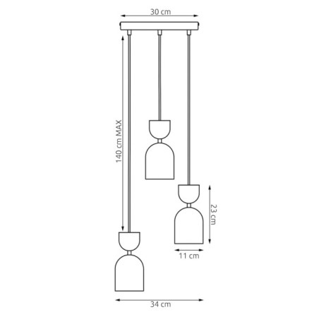 Lampe de plafond Zeta II Grenat (3 lumières)
