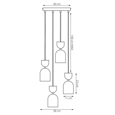 Lampe de plafond Zeta II Grenat (4 lumières)