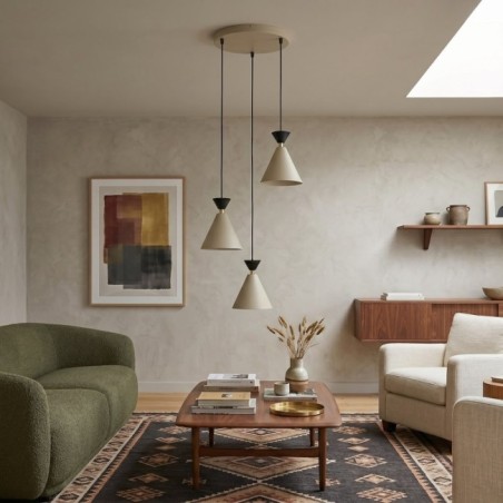 Lampe de plafond Verusa II Beige (3 lumières)