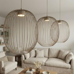 Lampe de plafond Praca Beige (3 lumières)