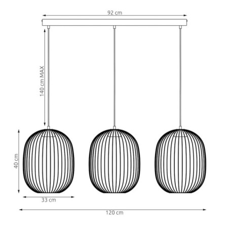 Lampe de plafond Praca Beige (3 lumières)