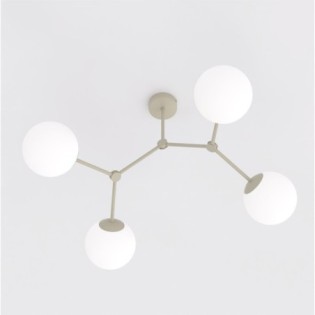 Plafonnier de plafond Lete Beige Opale (4 lumières)