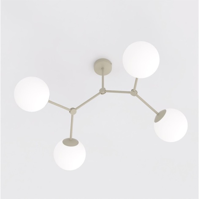 Plafonnier de plafond Lete Beige Opale (4 lumières)