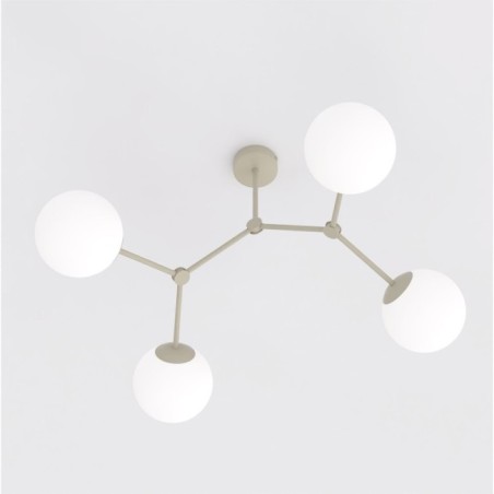 Plafonnier de plafond Lete Beige Opale (4 lumières)