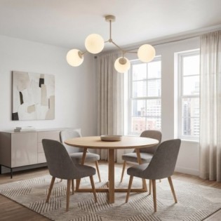 Plafonnier de plafond Lete Beige Opale (4 lumières)