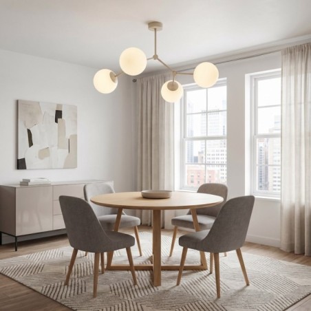 Plafonnier de plafond Lete Beige Opale (4 lumières)