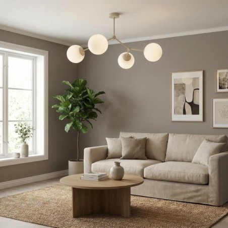 Plafonnier de plafond Lete Beige Opale (4 lumières)