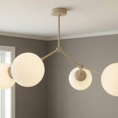 Plafonnier de plafond Lete Beige Opale (4 lumières)