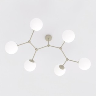 Plafonnier de plafond Lete Beige Opale (6 lumières)