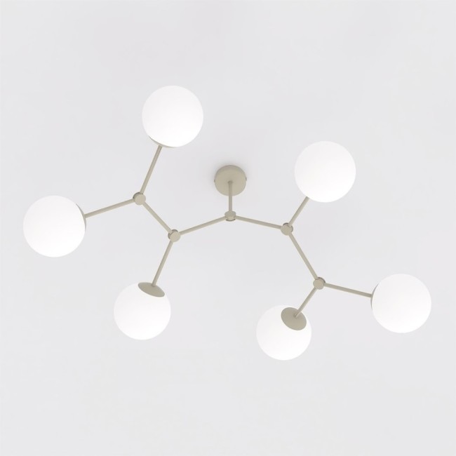 Plafonnier de plafond Lete Beige Opale (6 lumières)