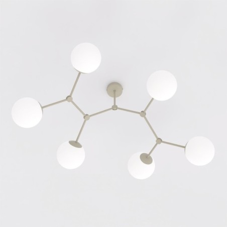 Plafonnier de plafond Lete Beige Opale (6 lumières)