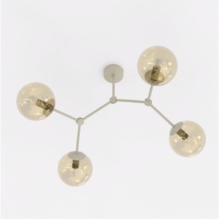 Plafonnier de plafond Lete Beige Ambre (4 lumières)