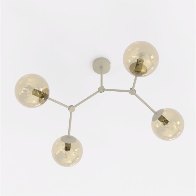 Plafonnier de plafond Lete Beige Ambre (4 lumières)