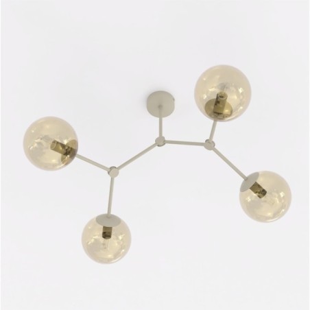 Plafonnier de plafond Lete Beige Ambre (4 lumières)