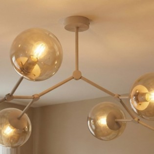 Plafonnier de plafond Lete Beige Ambre (4 lumières)