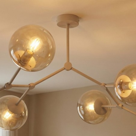 Plafonnier de plafond Lete Beige Ambre (4 lumières)