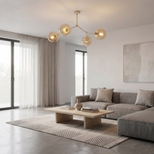 Plafonnier de plafond Lete Beige Ambre (4 lumières)