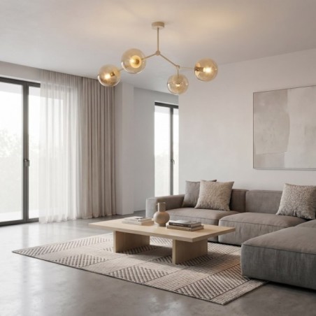 Plafonnier de plafond Lete Beige Ambre (4 lumières)