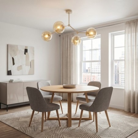 Plafonnier de plafond Lete Beige Ambre (4 lumières)