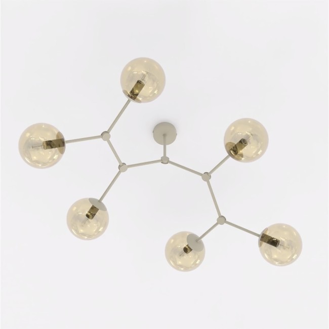 Plafonnier de plafond Lete Beige Ambre (6 lumières)