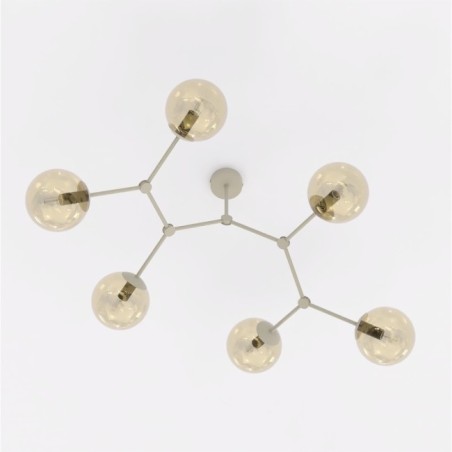 Plafonnier de plafond Lete Beige Ambre (6 lumières)
