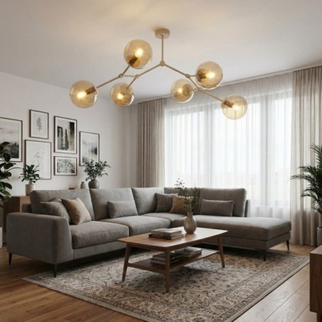 Plafonnier de plafond Lete Beige Ambre (6 lumières)