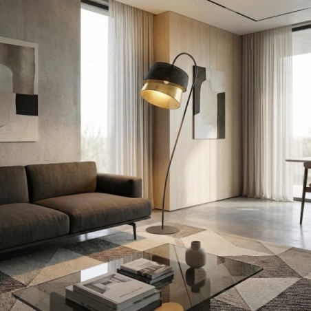 Lampe sur pied Tareto Noir+Or