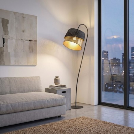 Lampe sur pied Tareto Noir+Or