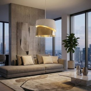Lampe de plafond Tareto Blanc+Or