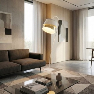 Lampe sur pied Tareto Blanc+Or
