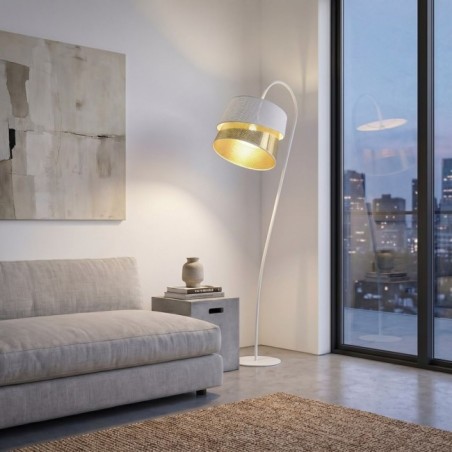 Lampe sur pied Tareto Blanc+Or