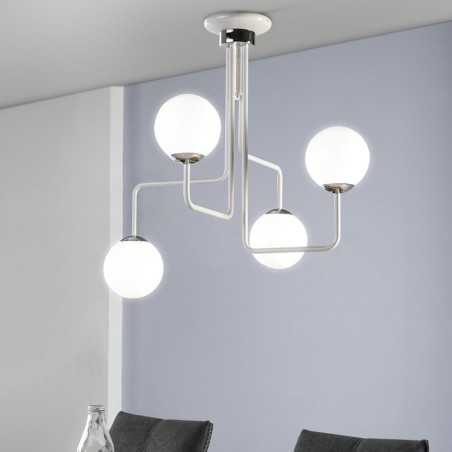 Plafonnier Moteo Blanc (4 lumieres)