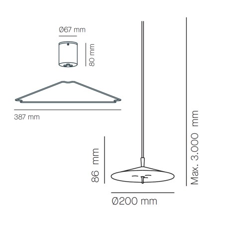 Lampe à suspension LED Pla (3x15W)