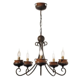 Lustre rustique Pot  fait à la main (5 lumières)