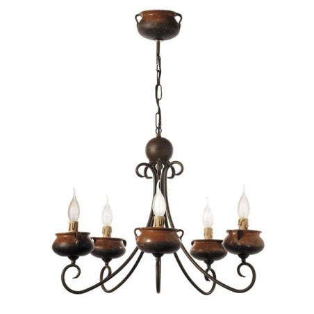 Lustre rustique Pot  fait à la main (5 lumières)