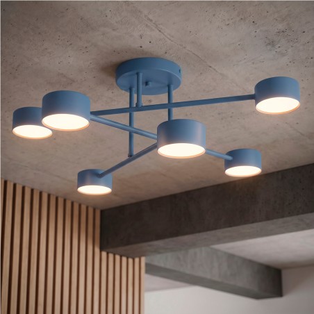 Plafonnier Tanfa Bleu (6 lumières)