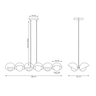 Lampe de plafond Nordessa Bleue (6 lumières)