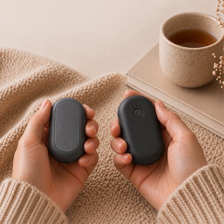 Chauffe-mains rechargeable 2 en 1 Noir Lymo
