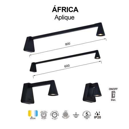 Aplique LED con interruptor Africa (5W)
